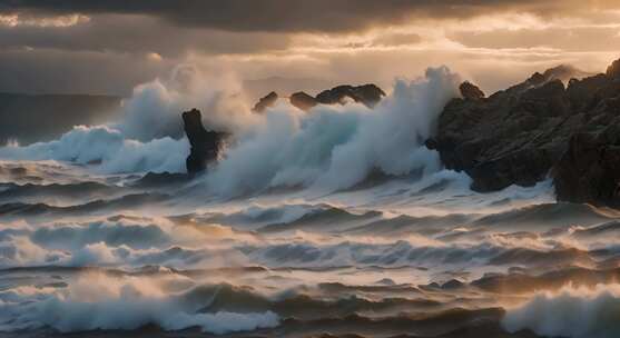 大海海浪阳光海洋浪花海水大气震撼开场片头