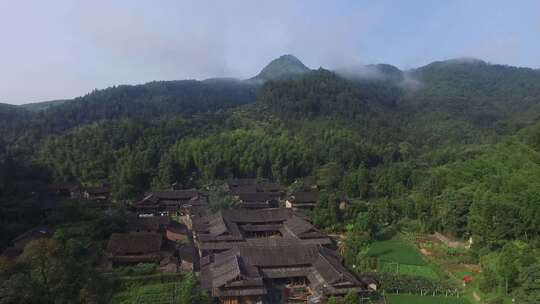 （4k）浙江温州泰顺县晴天山村航拍视频素材模板下载