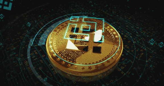 币安BNB稳定币数字屏幕上的加密货币金币