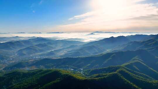 航拍千山山脉黎明风光