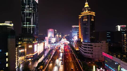 上海五角场夜景航拍