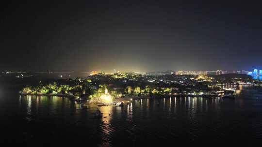 福建厦门鼓浪屿夜景航拍