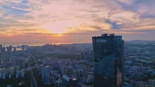 深圳南山汉京日落晚霞全景