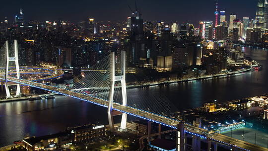 上海南浦大桥交通车流-悟2航拍