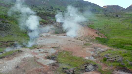 蒸汽，火山口，冰岛，硫磺