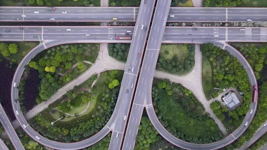 上海空镜城市车流车辆
