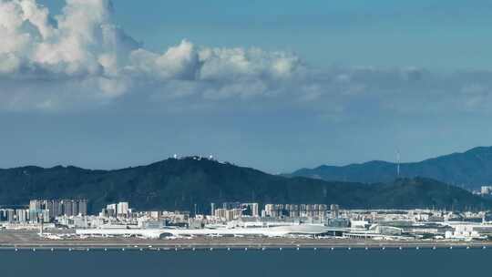 5k航拍深圳机场飞机起降落