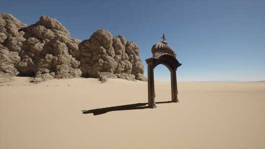 沙漠中的小建筑视频素材模板下载
