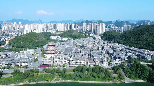 广西柳州城市风光航拍柳江风景