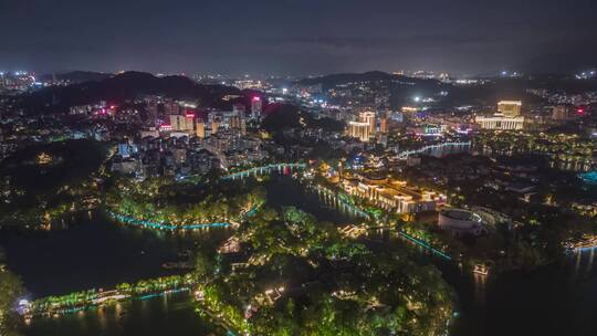 福州西湖夜景延时航拍