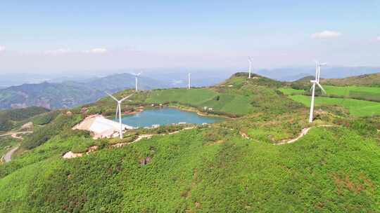 浙江金华东白山风车茶园风景航拍