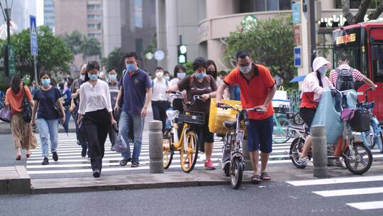 疫情期间街头行人合集4k素材