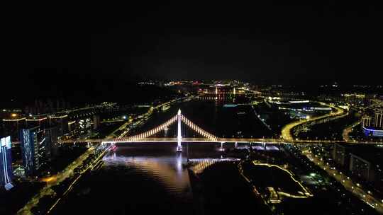 福建福州鼓山大桥夜景灯光航拍