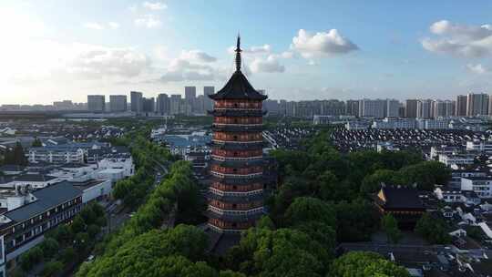 江南姑苏地标报恩寺北寺塔（航拍运镜）