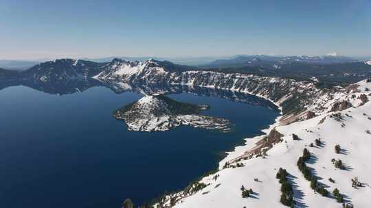 雪，火山口，湖，水