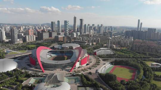南京奥体中心航拍视频素材模板下载