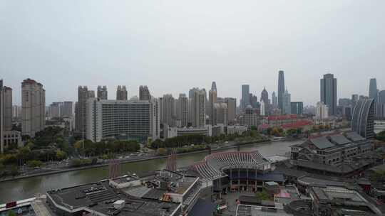 天津海河风景古文化街码头城市风光航拍