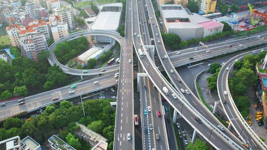 广州城市交通高架桥立交桥车流合集视频素材模板下载