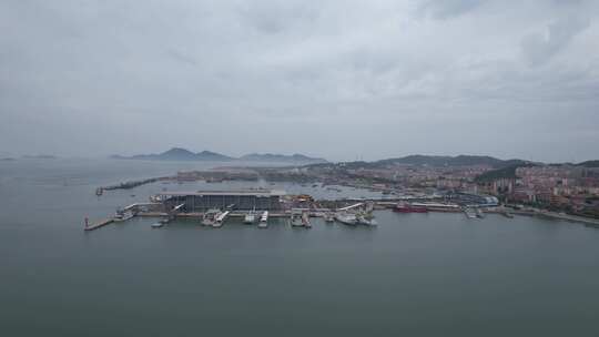 山东烟台长岛港口码头航拍