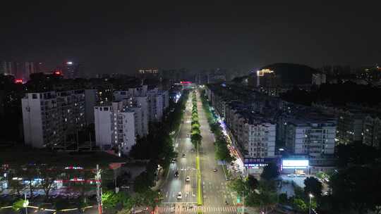 江门城市道路夜景城市建筑风光夜晚道路交通