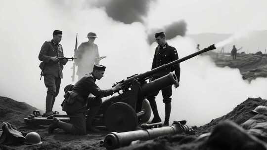 黑白战争电影士兵战壕行动场景