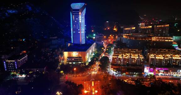 柳州航拍城市夜景多镜头