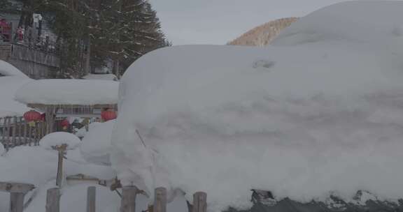 雪后木屋建筑景观