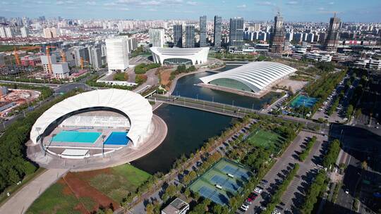 上海市东方体育中心城市环境视频素材模板下载