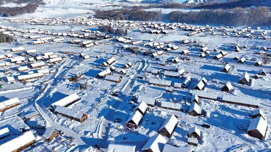 4K航拍禾木村雪景