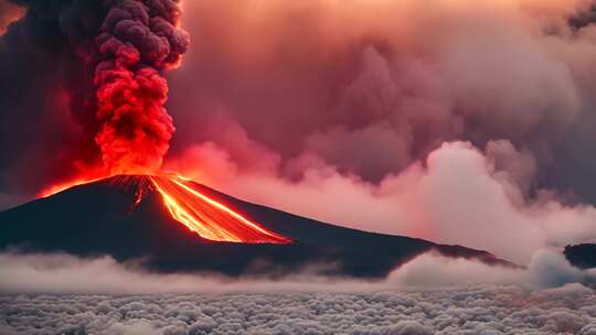 火山喷发俯瞰景象