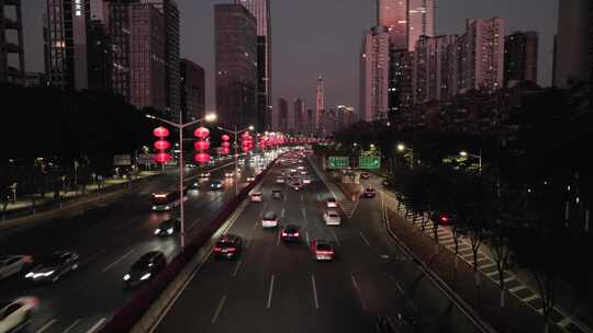 深圳滨河大道城市道路高楼车流景观