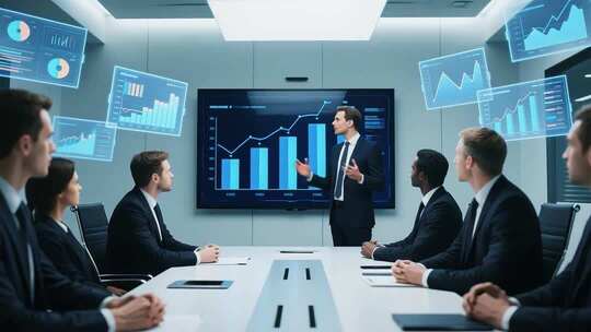 商务人士会议室汇报讲解场景