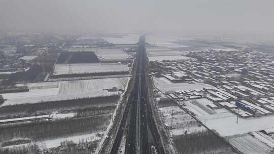 航拍城市雪景石家庄