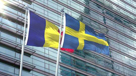 罗马尼亚国旗vs瑞典国旗视频素材模板下载
