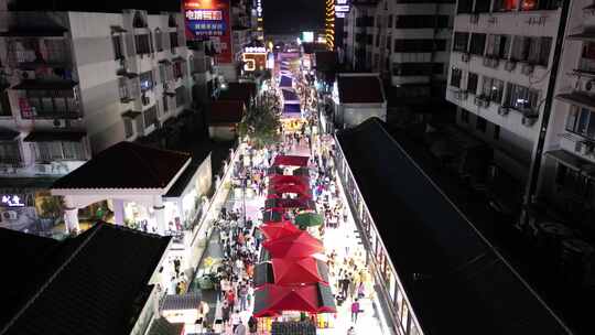 广西桂林城市夜景灯光交通航拍