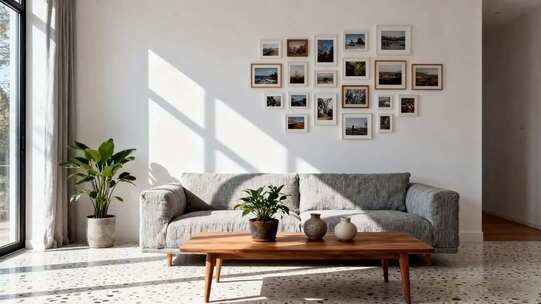 简约客厅沙发茶几装饰墙画面