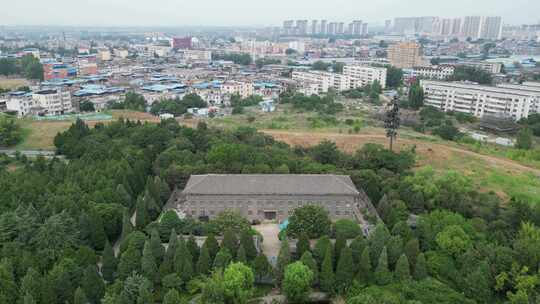 航拍河南南阳卧龙岗武侯祠