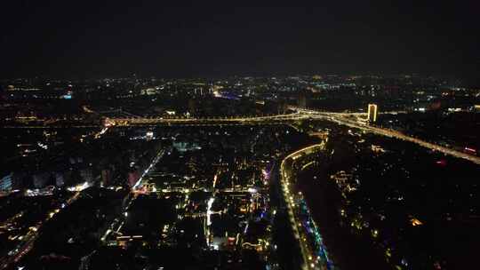 江苏南京城市夜景灯光交通航拍视频素材模板下载