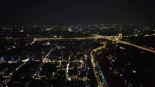 江苏南京城市夜景灯光交通航拍