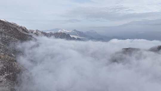 4K秦岭朱雀国家森林公园（冰晶顶）雪景航拍