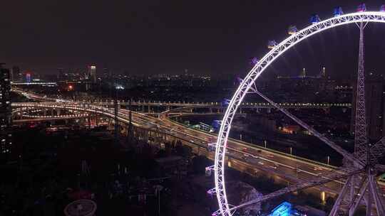 上海锦江乐园摩天轮夜景