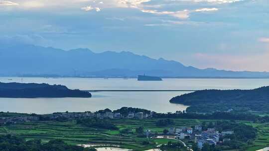 江西九江庐山脚下鄱阳湖村落高空航拍