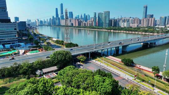 广州琶洲航拍2022年最新华南大桥琶洲视频素材模板下载