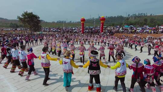 民族歌舞视频云南武定火把节彝族大型舞蹈视频素材模板下载