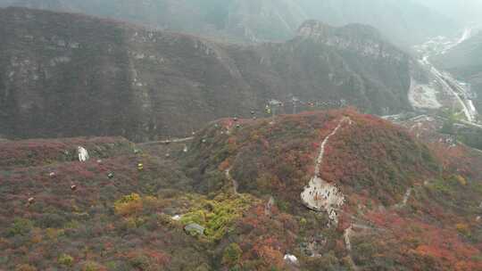 航拍秋季山林红叶景观