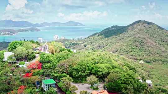 航拍海南省三亚市三亚湾鹿回头风景区