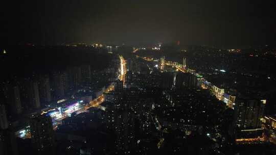 湖北荆门城市夜景交通航拍