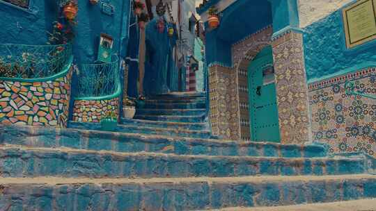 摩洛哥，Chefchaouen，蓝色，A