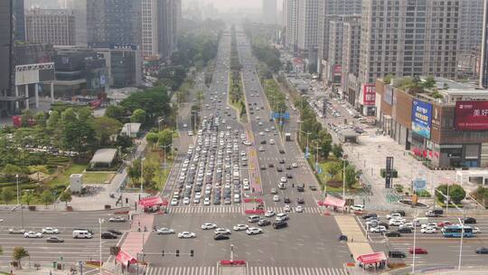 广东东莞城市拥堵交通航拍视频素材模板下载