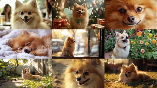 可爱博美犬小狗狗的治愈瞬间高清在线视频素材下载